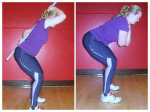 Demonstration of hip hinge movement pattern